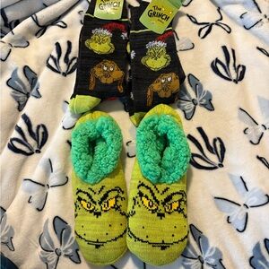 Grinch sock/ slipper bundle